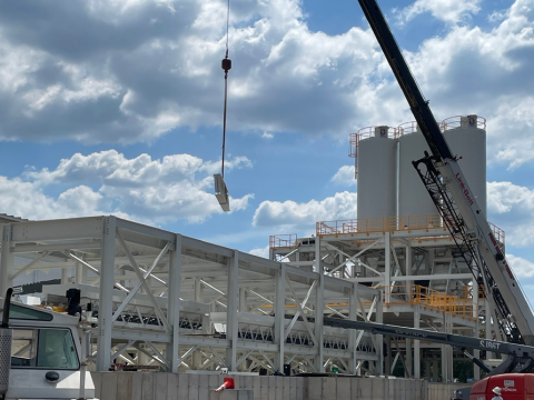 structural steel concrete plant with cement silos